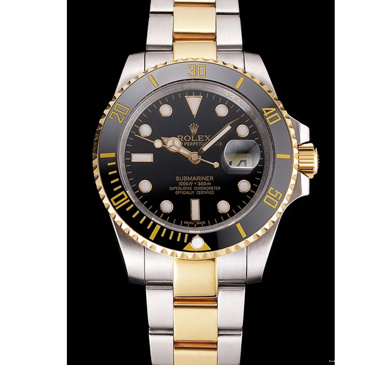 Best AAA Replica Sites Rolex Swiss Bracelet Tone Submariner And Gold Steel Two Dial Bezel Black 0728
